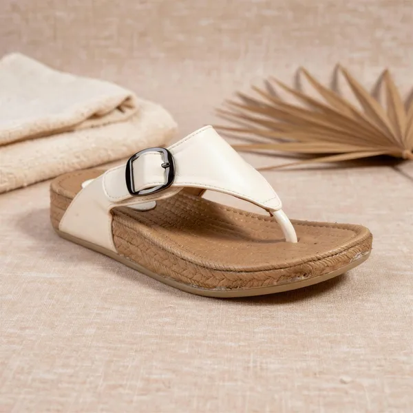 Women’s_Off-White_Thong_Sandals_with_Buckle_Strap_&_Braided_Sole_–_Comfort_Flats