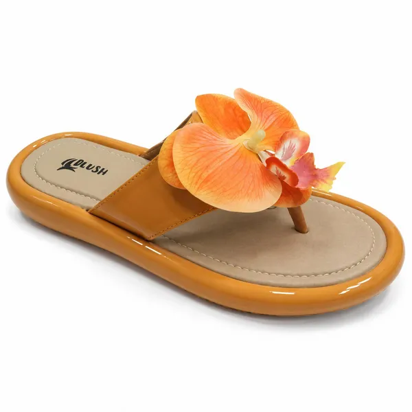 Women's_Orange_Floral_Embellished_Flat_Sandals_|_Stylish_Everyday_Slip-On_Footwear