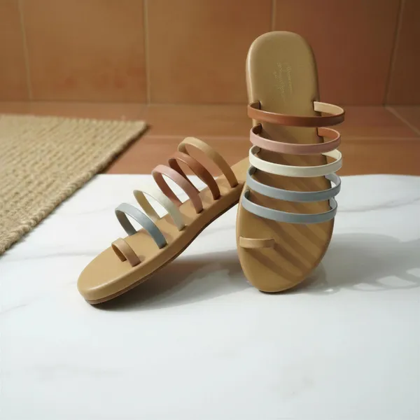 Women’s_Pastel_Multi_Strap_Flat_Sandals_with_Toe_Loop_–_Minimalist_Slip-On_Comfort_Summer_Flats