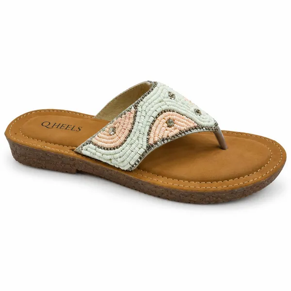 Women’s_Pink_&_Ivory_Beaded_Embellished_Flat_Sandals_–_Tan_Comfort_Sole