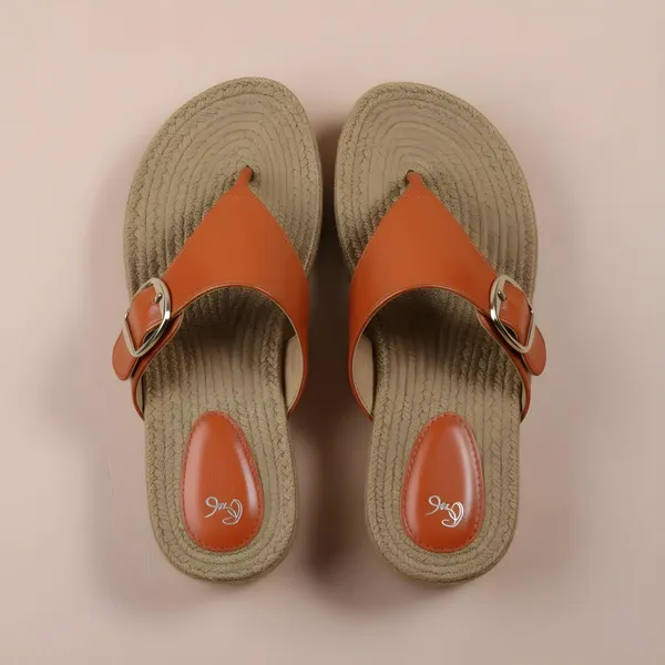 Women’s_Rust_Flat_Sandals_with_Buckle_–_Comfortable_Casual_Slip-On_Sandals