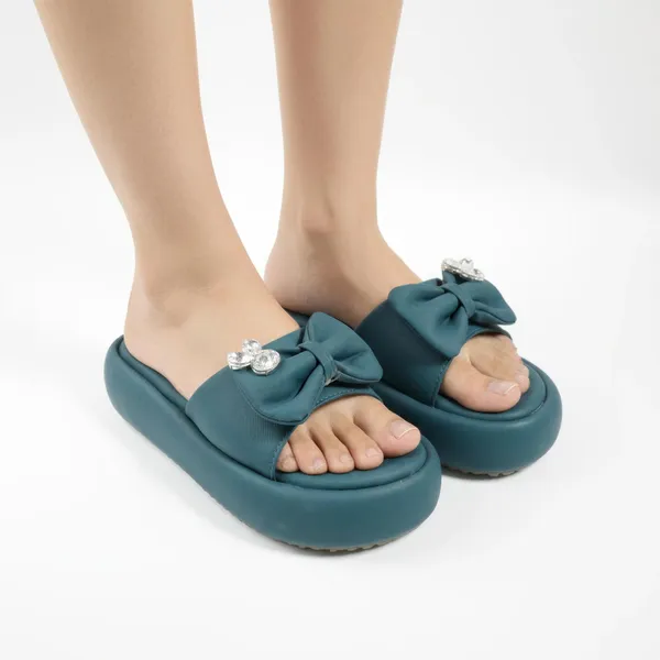 Women’s_Teal_Platform_Slides_with_Bow_|_Cushioned_Comfort_Slip-On_Sandals