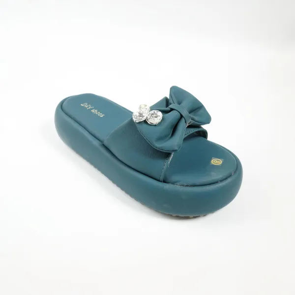 Women’s_Teal_Platform_Slides_with_Bow_|_Cushioned_Comfort_Slip-On_Sandals
