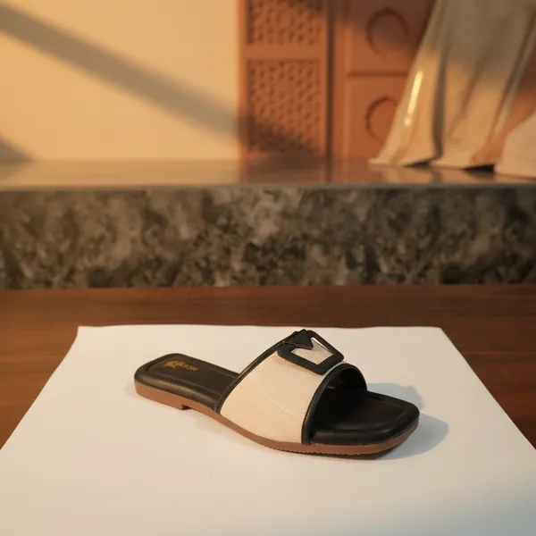 Women’s_Textured_Slide_Sandals_with_Buckle_Detail_–_Casual_Comfort_Flat_Slippers