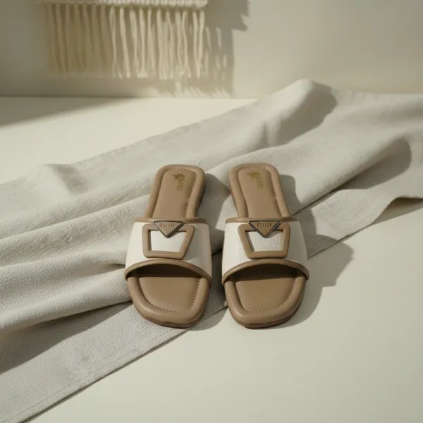 Women’s_Textured_Slide_Sandals_with_Buckle_Detail_–_Casual_Comfort_Flat_Slippers