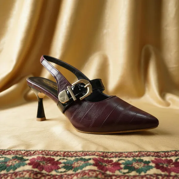 Wosum_Burgundy_Slingback_Heels_for_Women_|_Pointed_Toe_Gold_Buckle_Heels