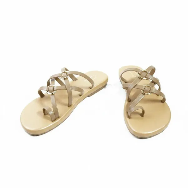 Wosum_Dune_Luxe_Metallic_Strappy_Flat_Sandals_for_Women_|_Champagne_Gold_Minimalist_Toe_Ring_Slides