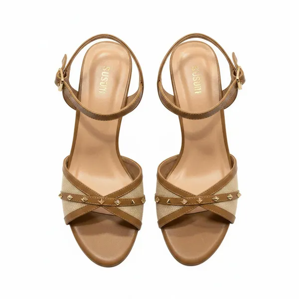 Wosum_Women's_Beige_&_Camel_Kitten_Heel_Sandals_with_Studded_Cross_Straps_|_Premium_Party,_Office_&_Wedding_Heels