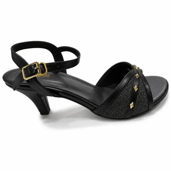 Wosum_Women's_Black_Kitten_Heel_Sandals_with_Gold_Studded_Cross_Straps_|_Premium_Party,_Office_&_Evening_Heels
