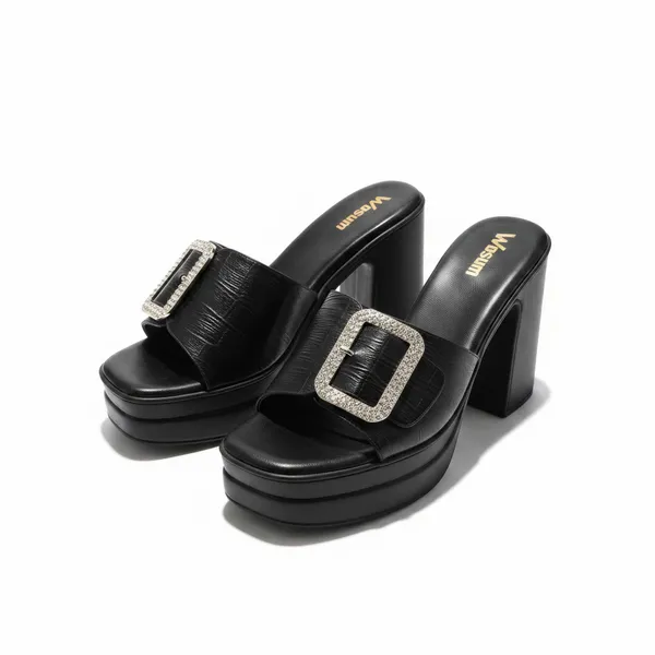 Women's_Black_Crystal_Buckle_Block_Heel_Mules_–_Premium_Party_Wear_Slip-On_Sandals