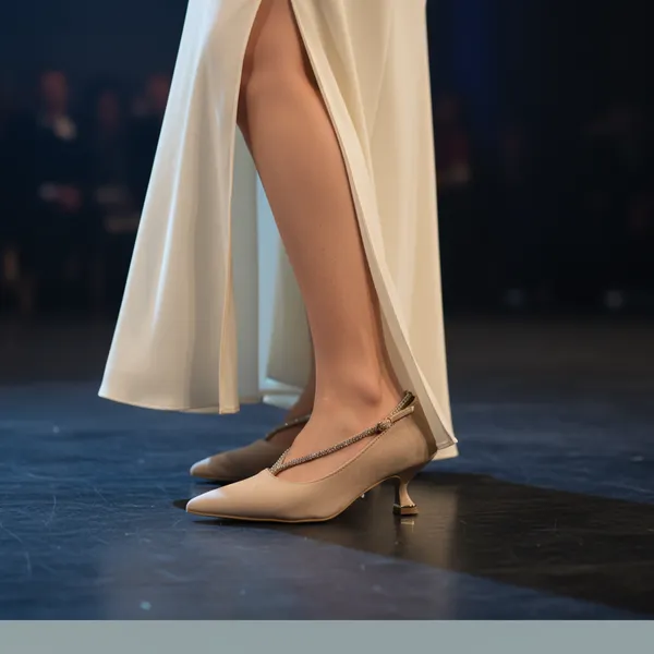 CREAM_Kitten_Heel_With_Rhinestone_Strap_For_Women_&_Girls