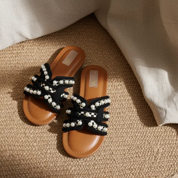 White_Pearl-Embellished_Flat_Sandal_For_Women_&_Girls