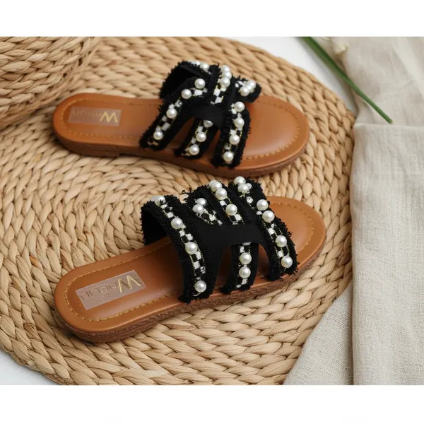 White_Pearl-Embellished_Flat_Sandal_For_Women_&_Girls