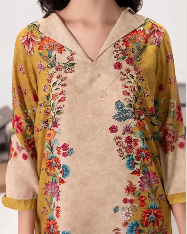 Mustard_Yellow_&_Beige_Linen_Blend_Casual_Co-Ord_Set_For_Women