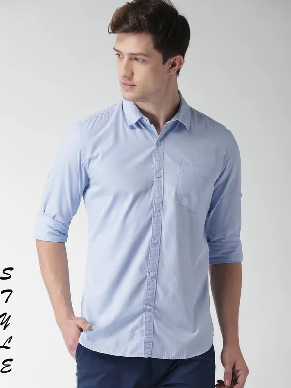 Light_Blue_Cotton_Blend_Solid_Full_Sleeve_Shirt_For_Men
