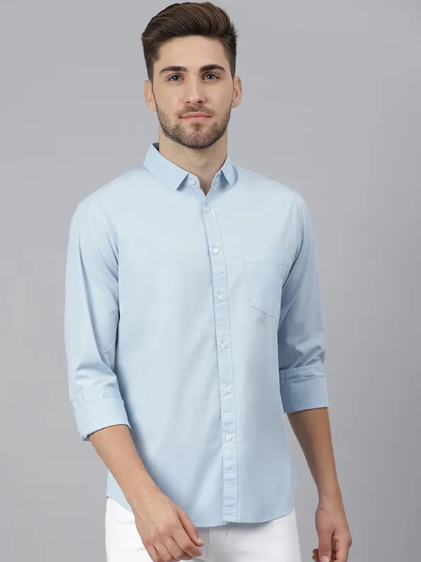 Light_Blue_Cotton_Blend_Solid_Full_Sleeve_Shirt_For_Men