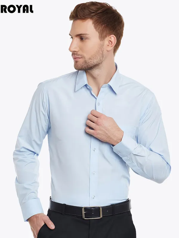Light_Blue_Cotton_Blend_Solid_Full_Sleeve_Shirt_For_Men