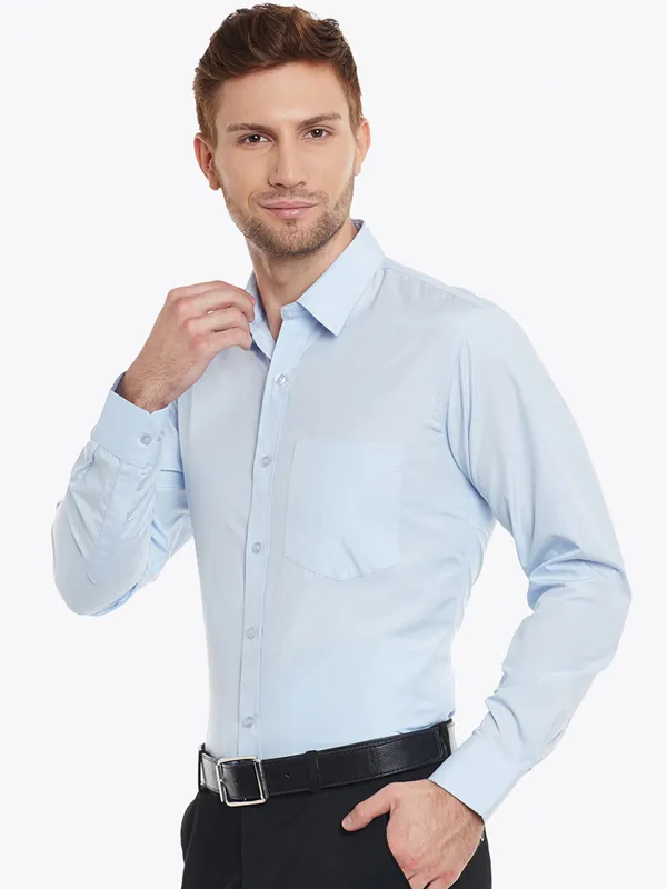 Light_Blue_Cotton_Blend_Solid_Full_Sleeve_Shirt_For_Men