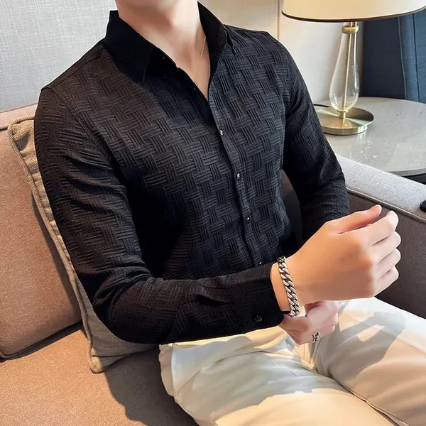 Black_Cotton_Blend_Solid_Full_Sleeve_Shirt_For_Men