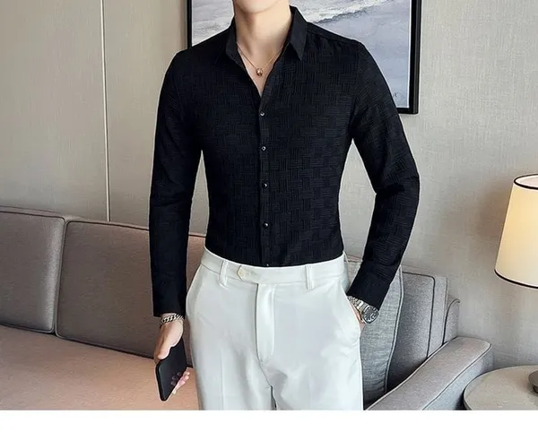 Black_Cotton_Blend_Solid_Full_Sleeve_Shirt_For_Men