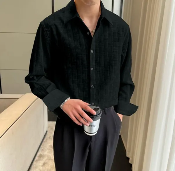 Black_Cotton_Blend_Solid_Full_Sleeve_Shirt_For_Men