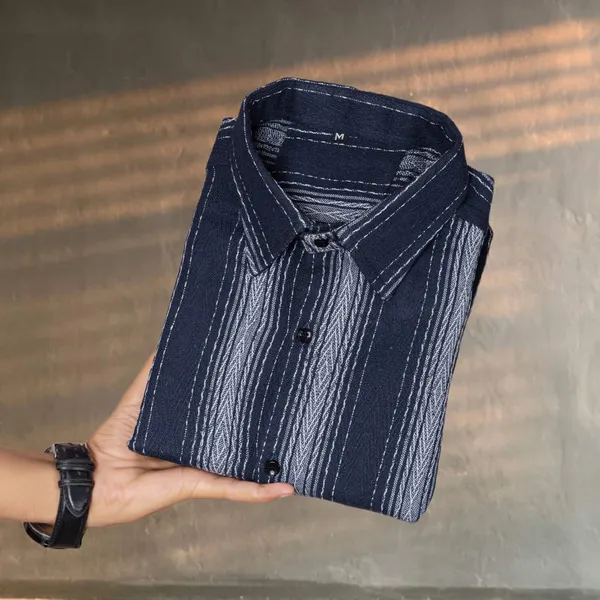 Blue_Cotton_Blend_Striped_Full_Sleeve_Shirt_For_Men