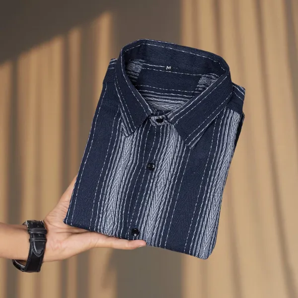 Blue_Cotton_Blend_Striped_Full_Sleeve_Shirt_For_Men