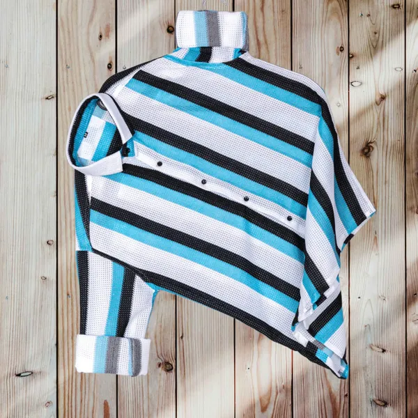 Blue_Polycotton_Striped_Full_Sleeve_Shirt_For_Men