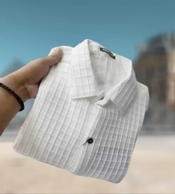 White_Cotton_Blend_Solid_Full_Sleeve_Shirt_For_Men