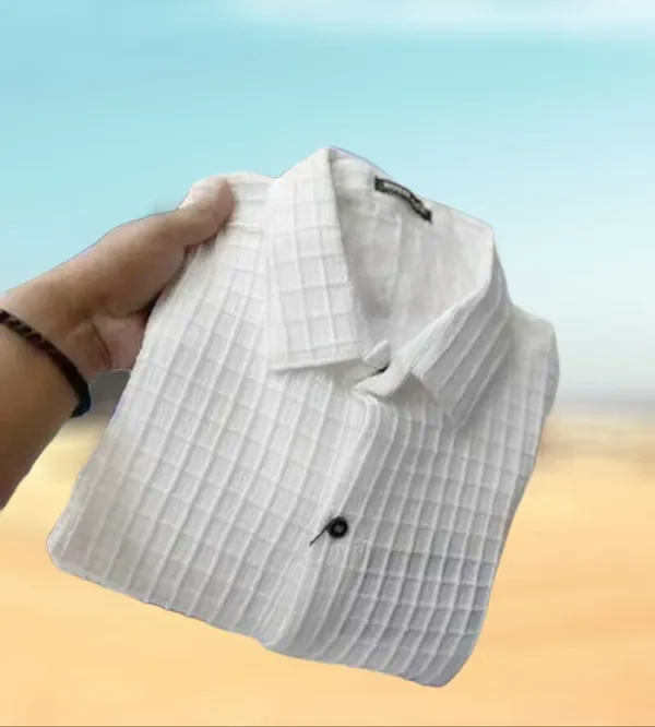 White_Cotton_Blend_Solid_Full_Sleeve_Shirt_For_Men