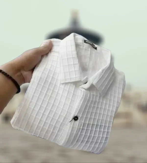 White_Cotton_Blend_Solid_Full_Sleeve_Shirt_For_Men
