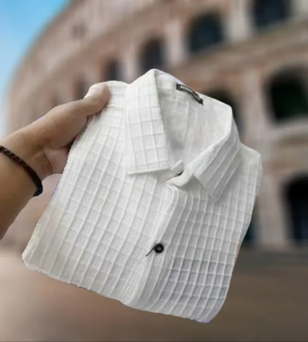 White_Cotton_Blend_Solid_Full_Sleeve_Shirt_For_Men