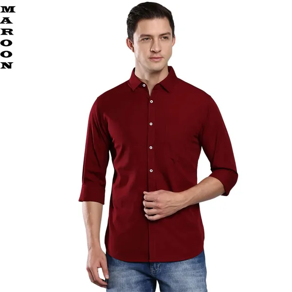 Maroon_Cotton_Blend_Solid_Full_Sleeve_Shirt_For_Men