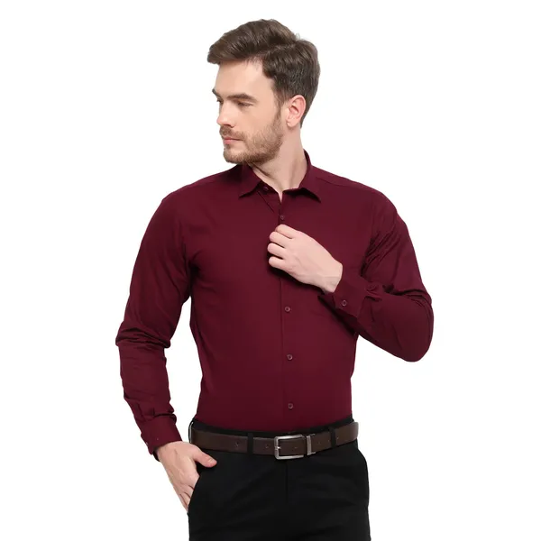 Maroon_Cotton_Blend_Solid_Full_Sleeve_Shirt_For_Men