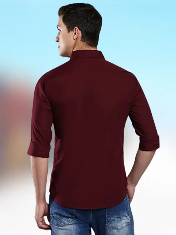 Maroon_Cotton_Blend_Solid_Full_Sleeve_Shirt_For_Men