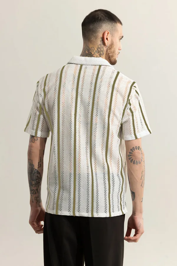 Light_Green_Net/Lace_Self_Design_Half_Sleeve_Shirt_For_Men