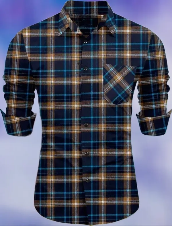 Yellow_Cotton_Linen_Checkered_Full_Sleeve_Shirt_For_Men
