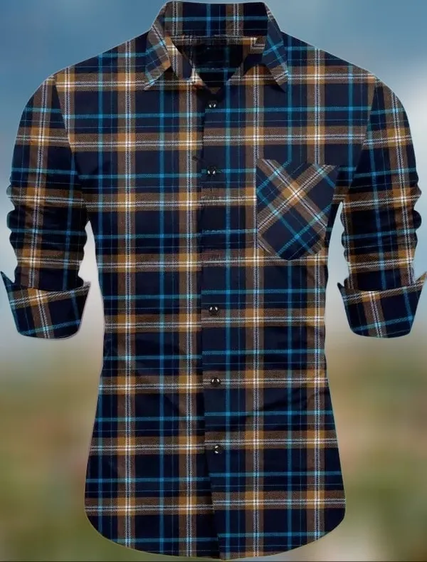 Yellow_Cotton_Linen_Checkered_Full_Sleeve_Shirt_For_Men