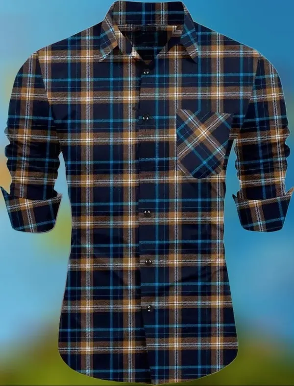 Yellow_Cotton_Linen_Checkered_Full_Sleeve_Shirt_For_Men