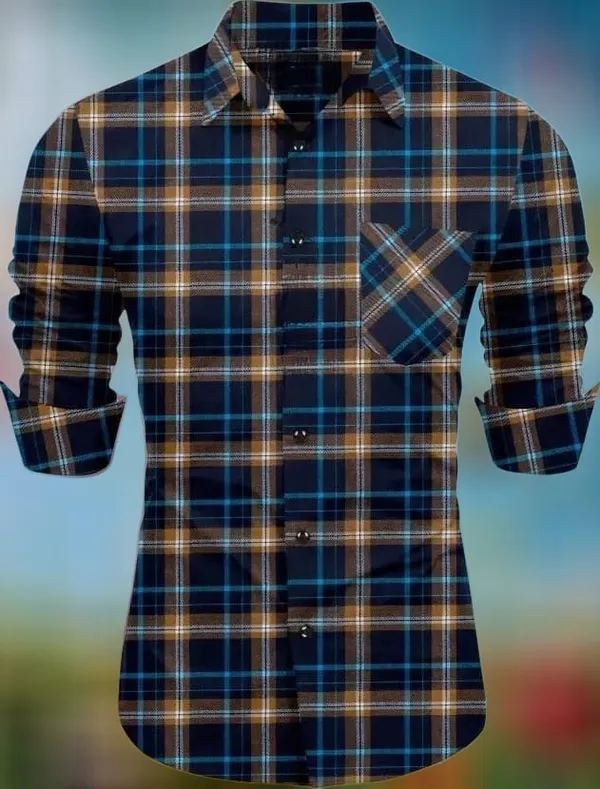 Yellow_Cotton_Linen_Checkered_Full_Sleeve_Shirt_For_Men