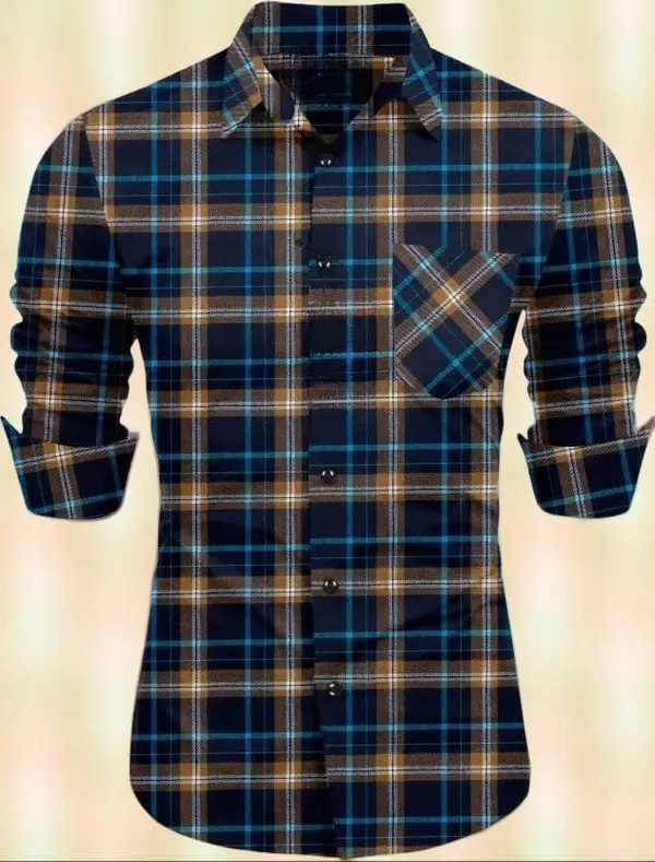 Yellow_Cotton_Linen_Checkered_Full_Sleeve_Shirt_For_Men