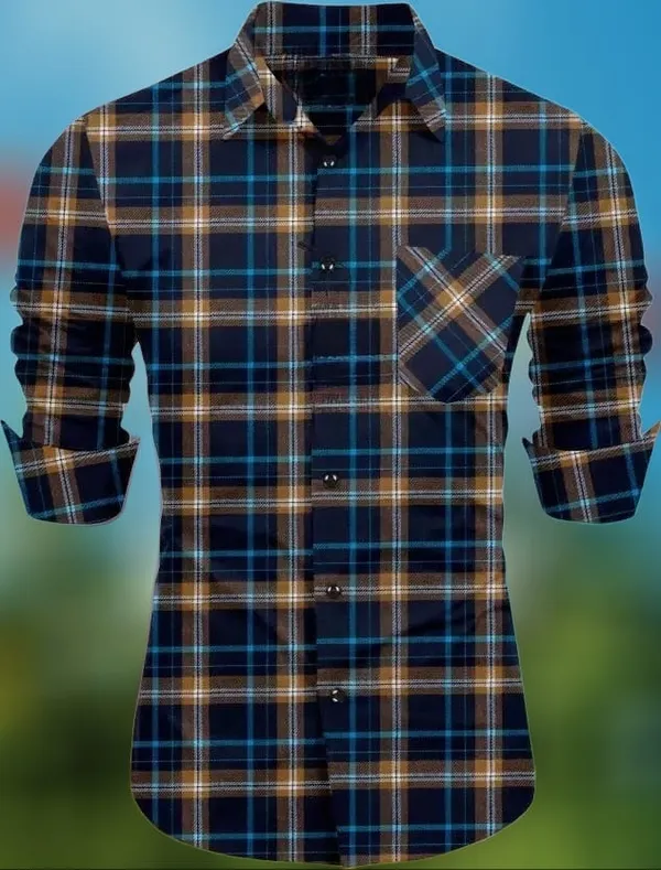 Yellow_Cotton_Linen_Checkered_Full_Sleeve_Shirt_For_Men