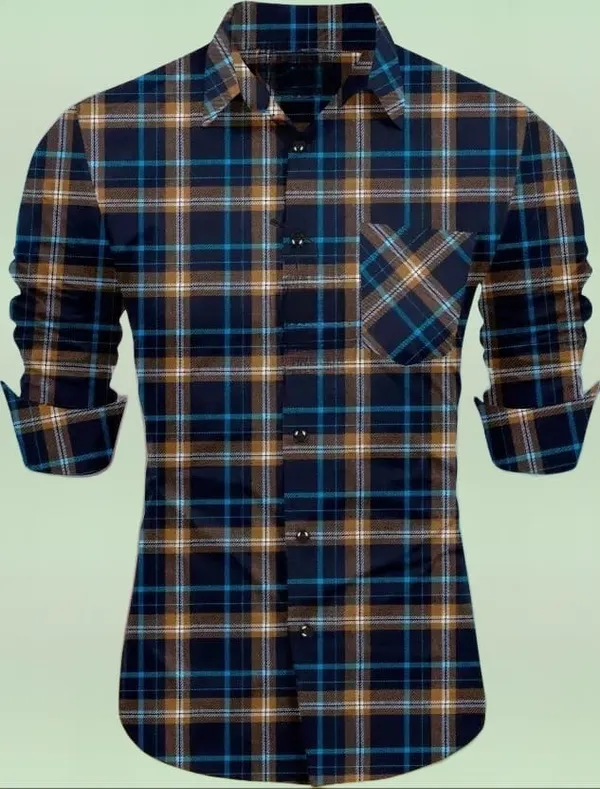 Yellow_Cotton_Linen_Checkered_Full_Sleeve_Shirt_For_Men
