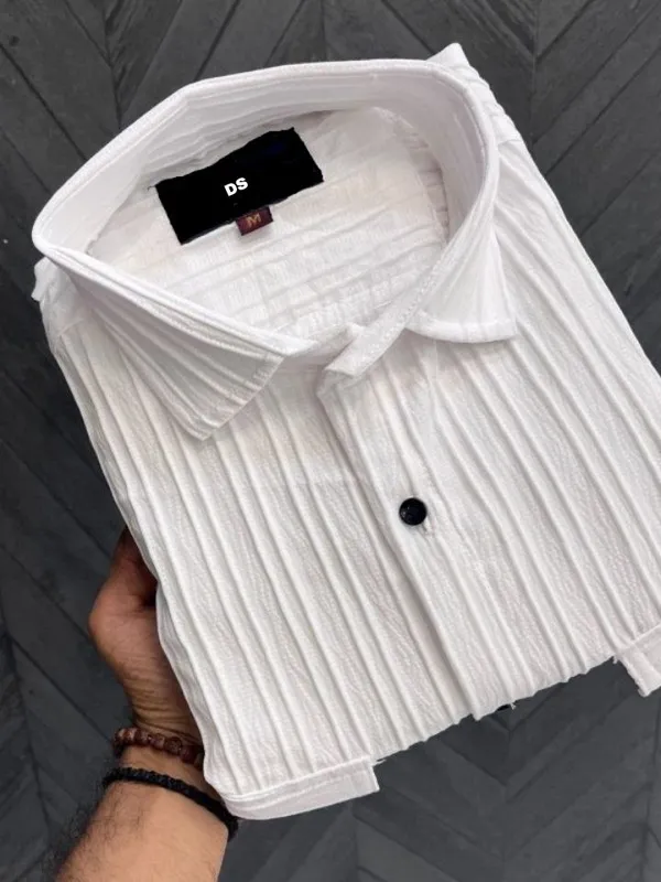 White_Cotton_Blend_Solid_Full_Sleeve_Shirt_For_Men