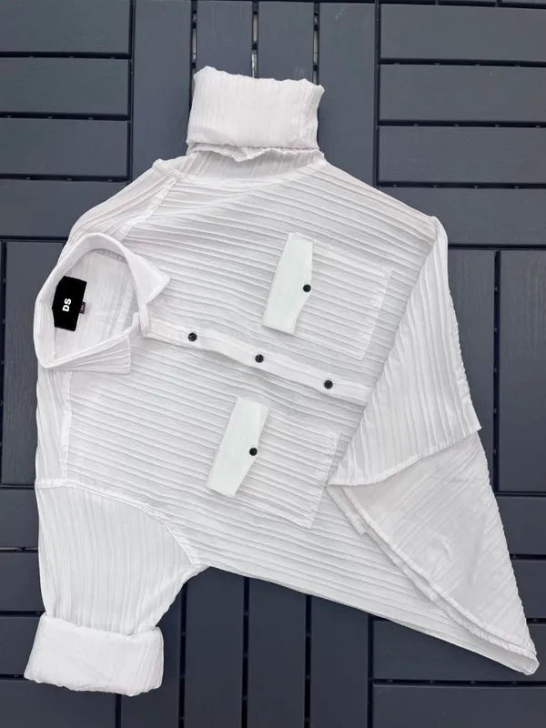 White_Cotton_Blend_Solid_Full_Sleeve_Shirt_For_Men