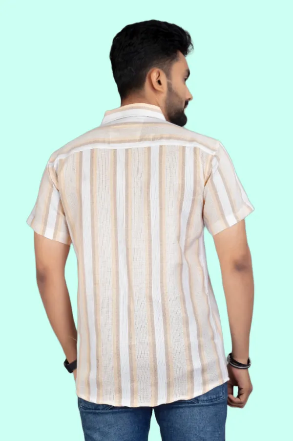 Orange_Cotton_Blend_Striped_Half_Sleeve_Shirt_For_Men