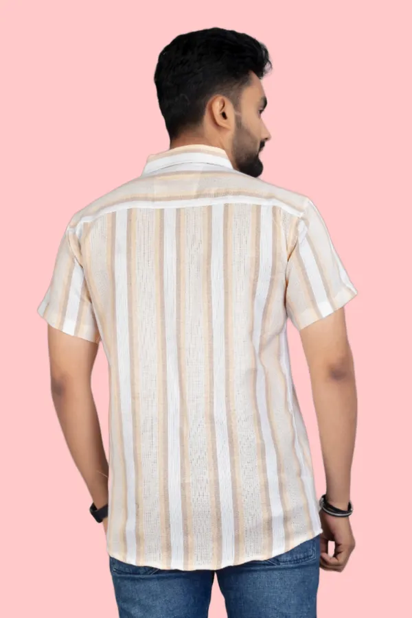 Orange_Cotton_Blend_Striped_Half_Sleeve_Shirt_For_Men
