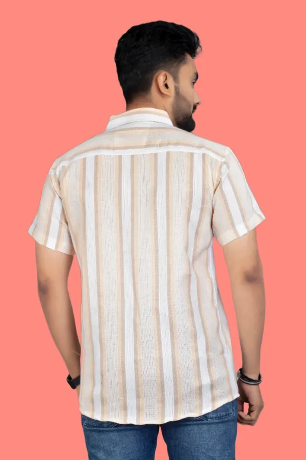 Orange_Cotton_Blend_Striped_Half_Sleeve_Shirt_For_Men