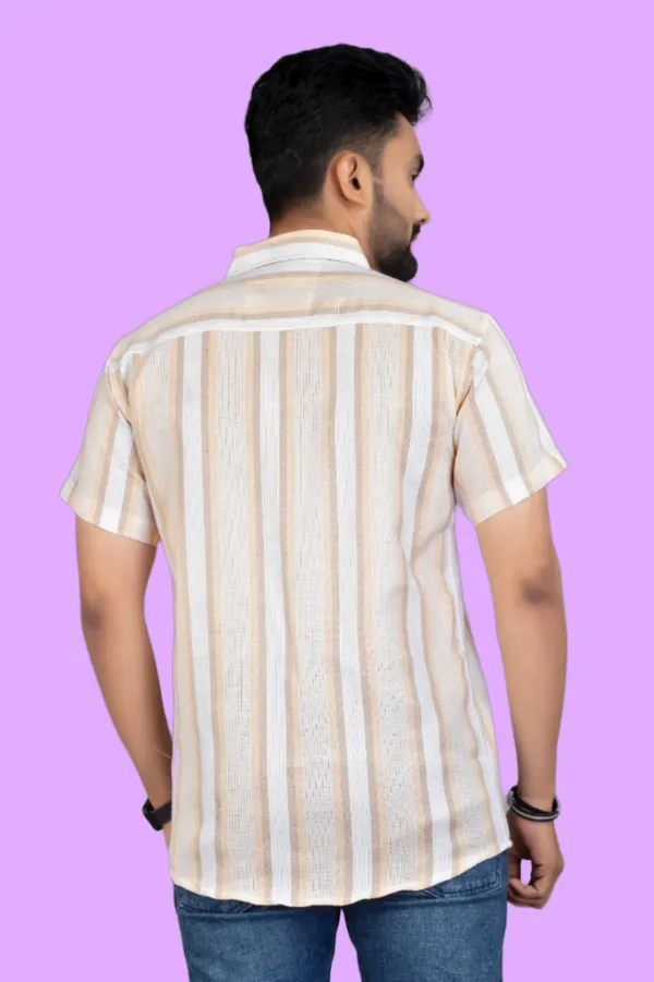 Orange_Cotton_Blend_Striped_Half_Sleeve_Shirt_For_Men