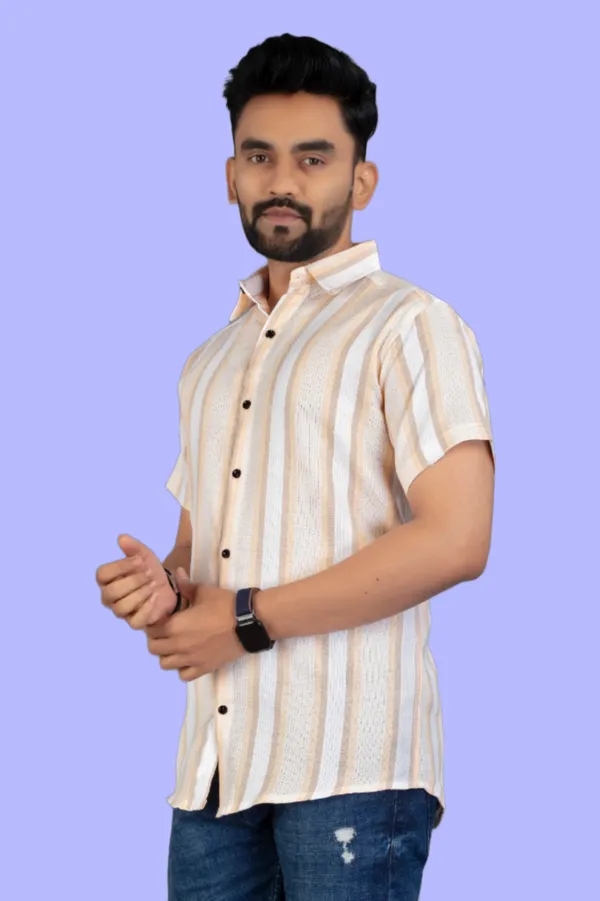 Orange_Cotton_Blend_Striped_Half_Sleeve_Shirt_For_Men